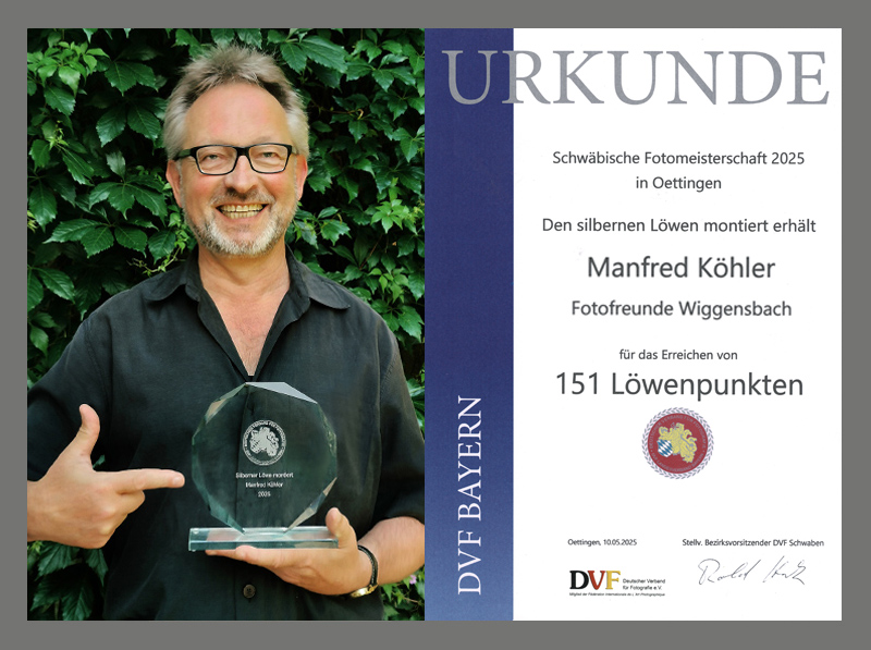 Manfred Köhler wurde mit dem Bayerischen Löwen in Silber/montiert ausgezeichnet. Manfred Köhler wurde mit dem Bayerischen Löwen in Silber/montiert ausgezeichnet.
